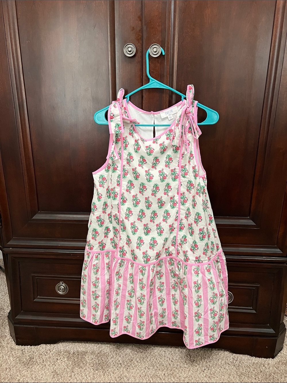 Peach Love California White and Pink Floral Tie-Shoulder Sundress